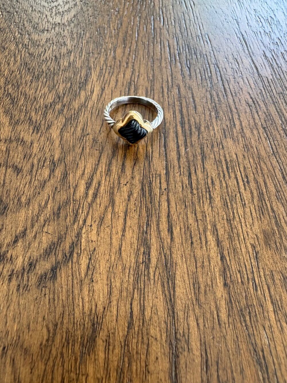 David Yurman Onyx Quatrefoil 18K Gold Cocktail Ring